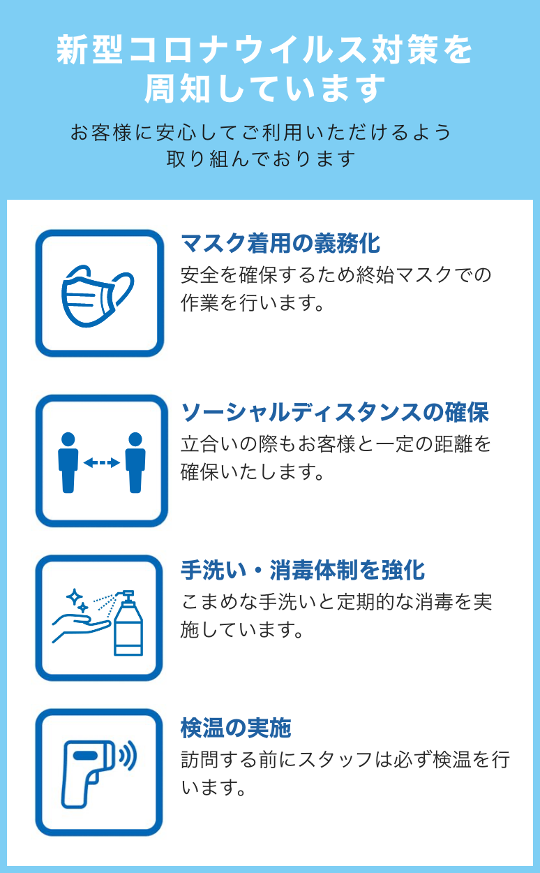 新型コロナウイルス対策を周知しています